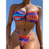 Bikini bandeau de pierna alta con estampado Penélope